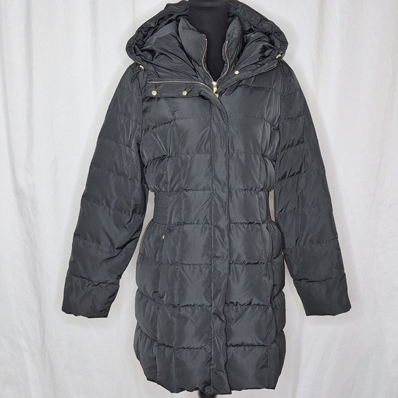 Cole Haan Black Signature Hooded Taffeta Down Coat - Size L - Picture 3 of 16